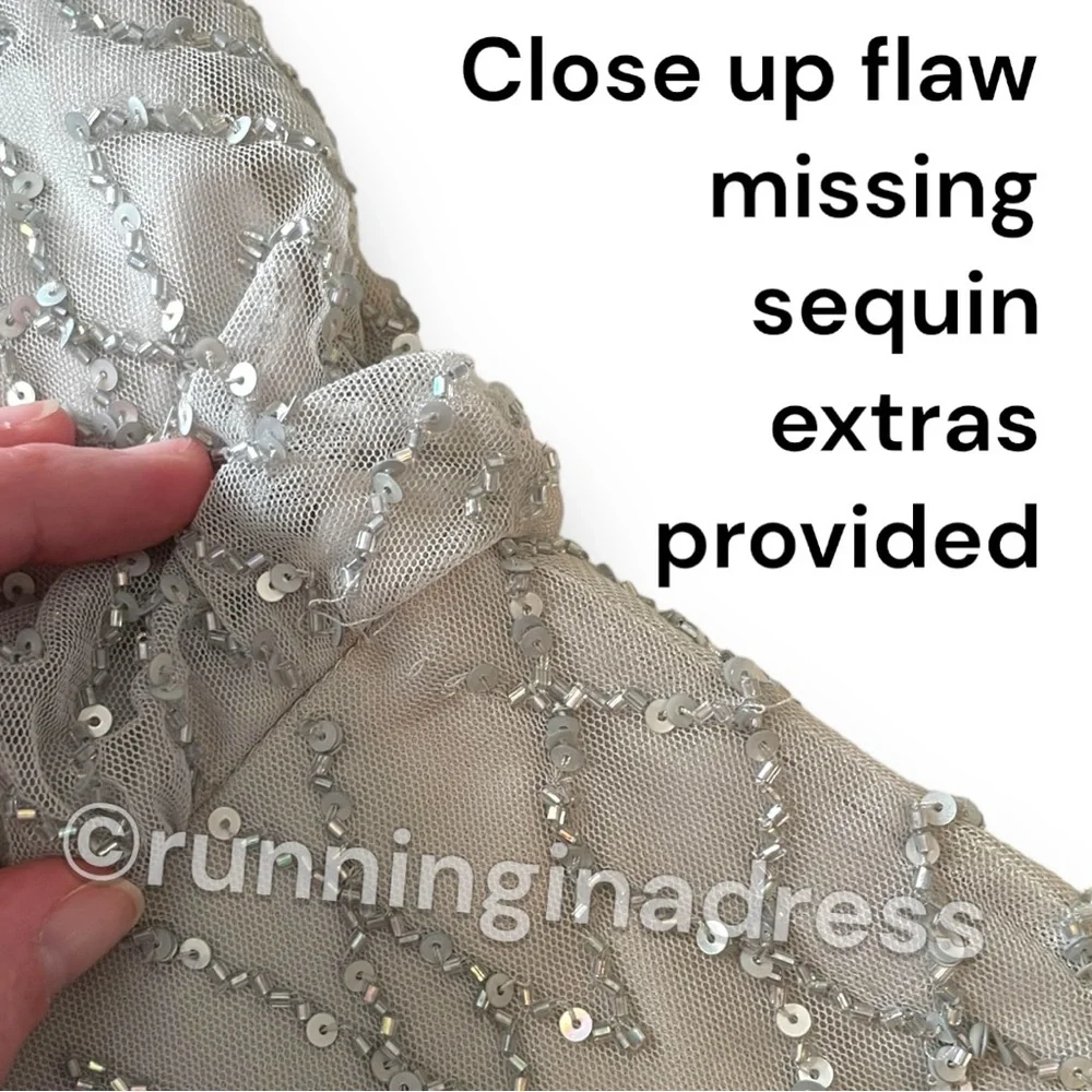 NWT BHLDN Anthropologie Blaise Gown Silver Gray Hand Beaded Geo Dress 8 - Picture 15 of 15